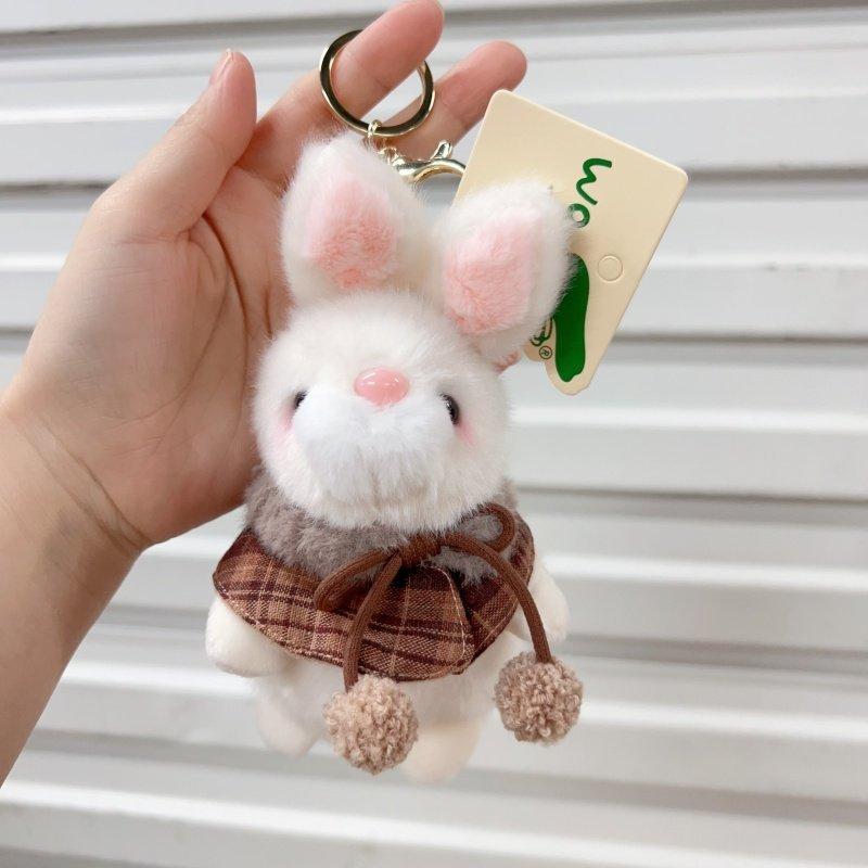Plush Rabbit Keychain With Scheckered Cloak Decor For Kids And Adults Gift