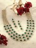 Green Multi Layered Austrian Diamonds Artificial Stones & Beads Embellished Bridal Necklace & Earring Set For Women