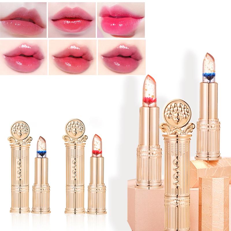 Rossetto Cristallo Fiore Colore Trasparente Cambia Colore con la Temperatura Idratante a Lunga Durata Idratante Rossetto che Cambia Colore