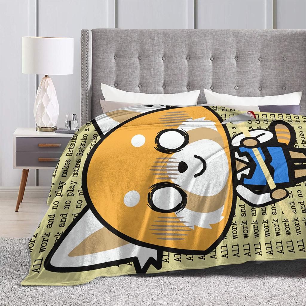 Aggretsuko Warm Soft Blanket  Students Plush Throw Blanket Novelty Living Room Flannel Bedspread Sofa Bed Cover