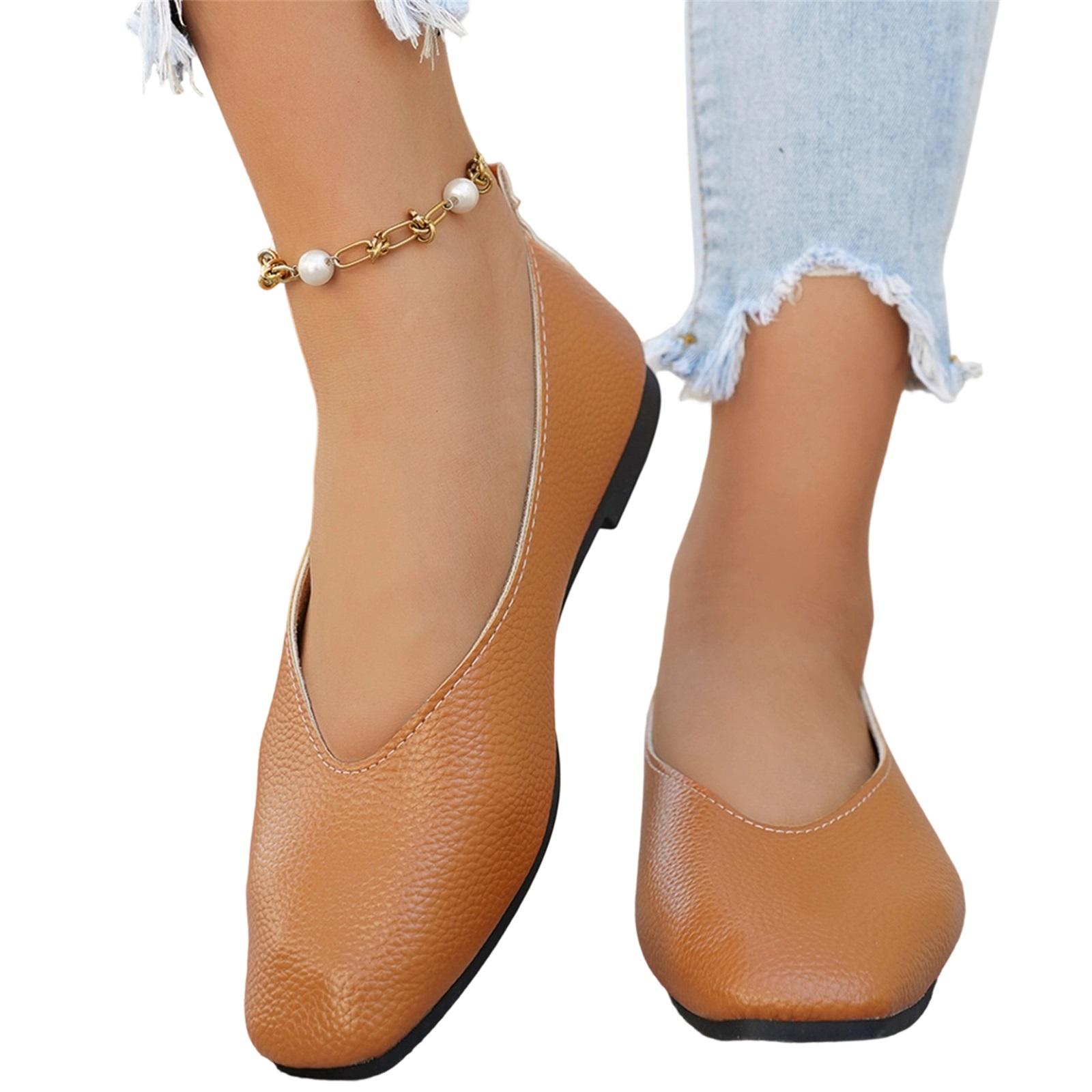 Women s Fashionable Plus-Size Square-Toe - Casual Shoes 39 коричневый