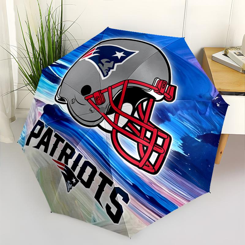 Patriot Logo Print Automatic Umbrella, 8 Rib Iron Frame, Plastic Handle, Suitable for Outdoor Travel &Daily , Ideal Gift