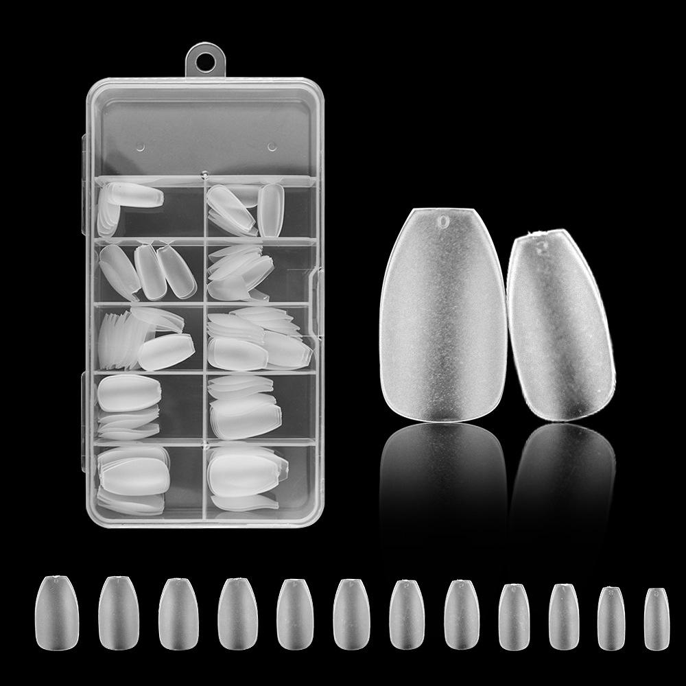 120/100-Piece Set of Clear Frosted Square Oval Almond Ballet Wear-On False Nail Art Tips