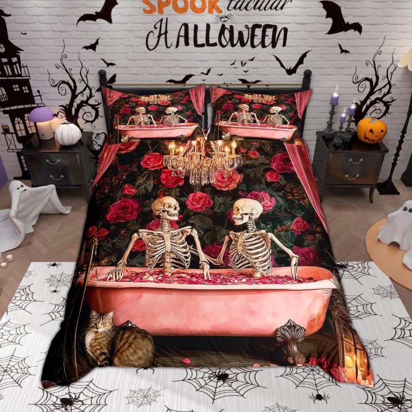 Comforter Homewish Funny Skull Skeleton 2Pcs/3Pcs Happy Halloween Bedding Treat Or Trici