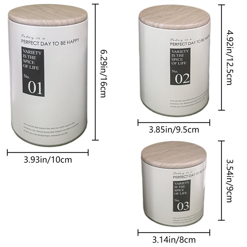 Storage Jars 3X Tinplate Sugar Jars Creative White With Lids Kitchen Counter Storage Set Home Food Organization Container For