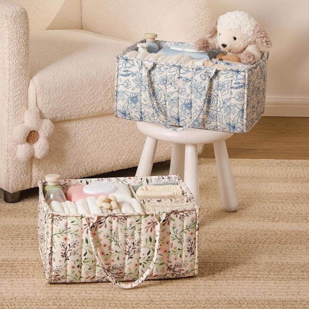 Floral Beige Foldable Mommy Bag Multi-Pocket Diaper Storage Bag  Baby Shower Gift