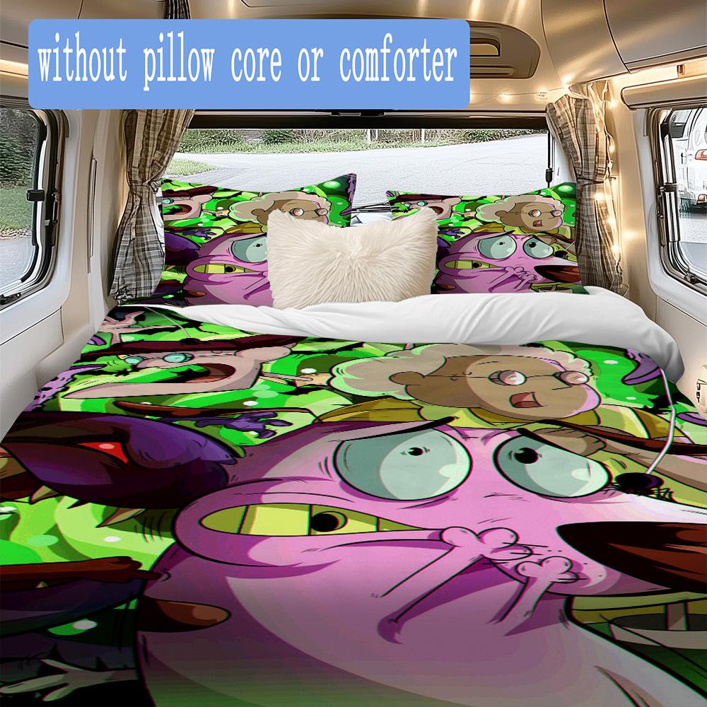 Courage the Cowardly Dog Pattern Bedding,Quilt Set Quilt Cover Pillowcase Home Birthday Gift (1*duvet Cover+2*pillowcase,without core)SSJT0917204