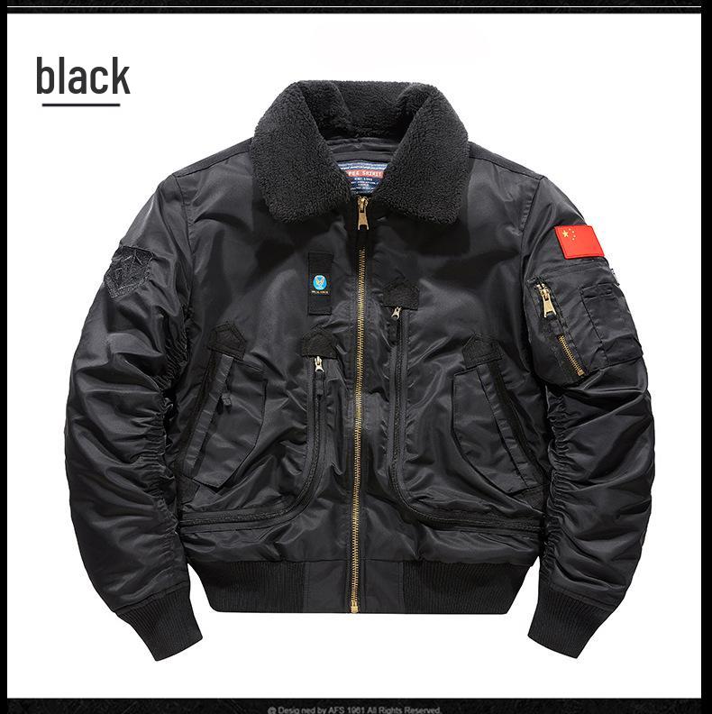 Herren Winter Fliegerjacke - Dicker Samt, Retro Revers, Taktischer Baseball Stil