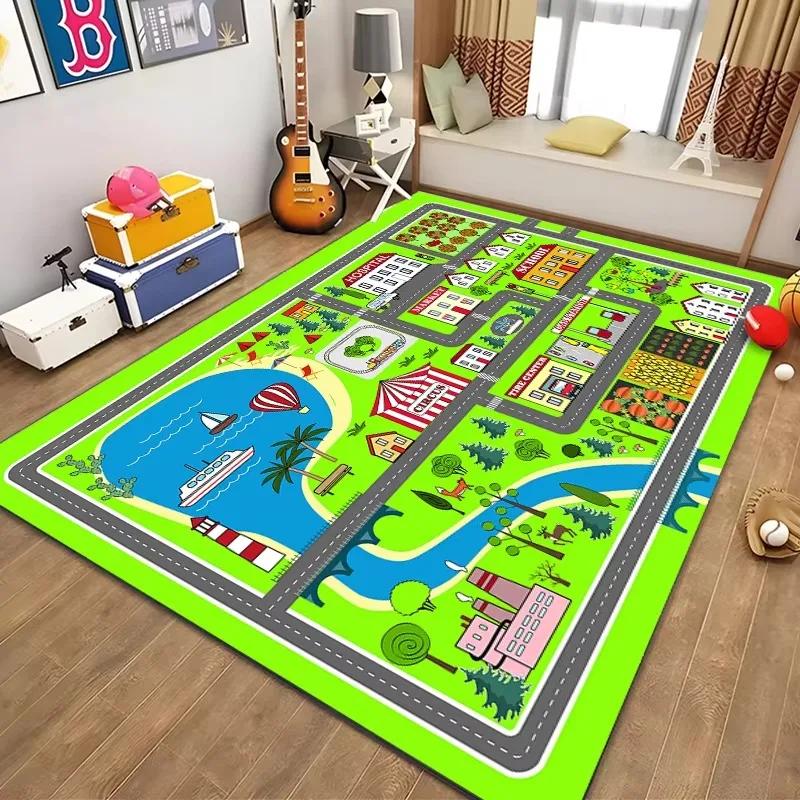 Children’s Educational City Life Playmat Rug Road Traffic System Carpet for Bedroom & Playroom, Fun Learning Safe Kids Floor Mat