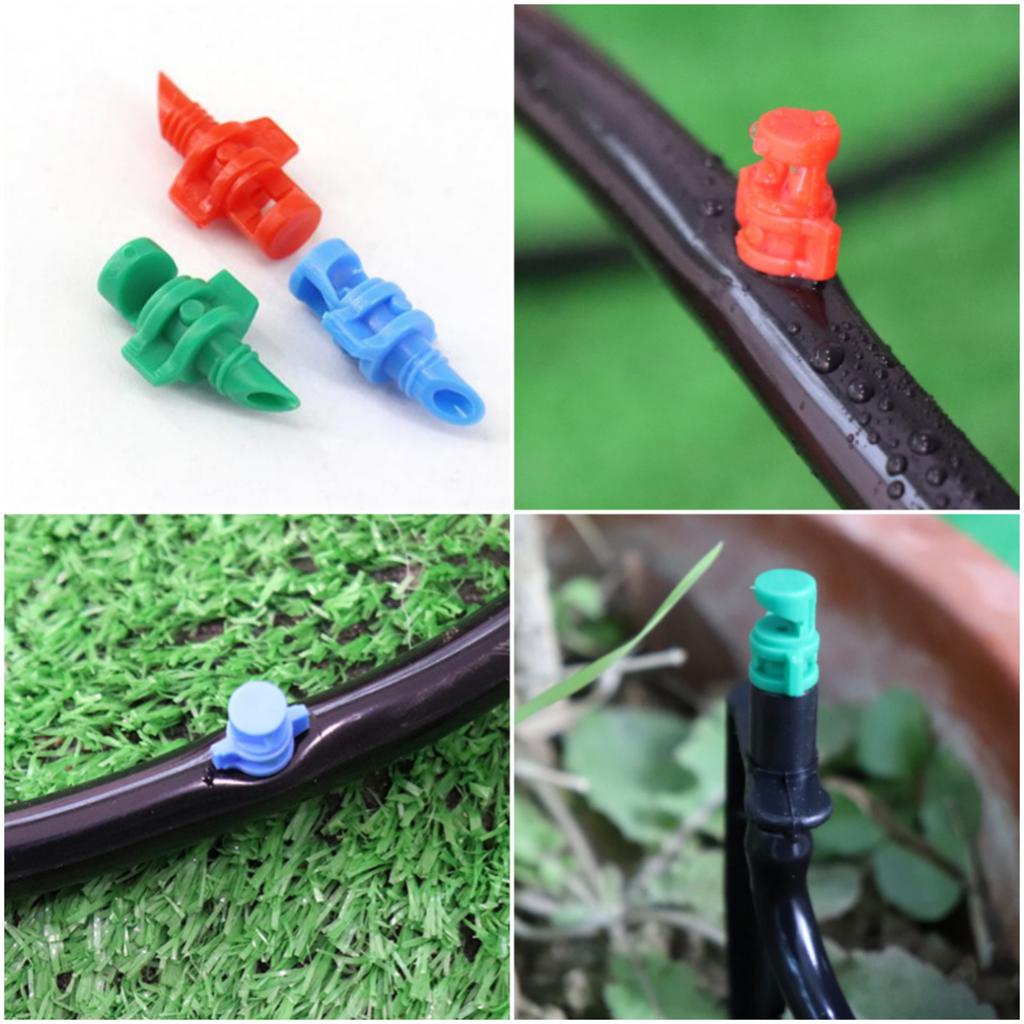 Refraction Nozzle and Spiked Holder Kit 90/180/360 Degree Spraying Head for Garden Lawn Drip Irrigation Micro-Spraying 20/100Pcs