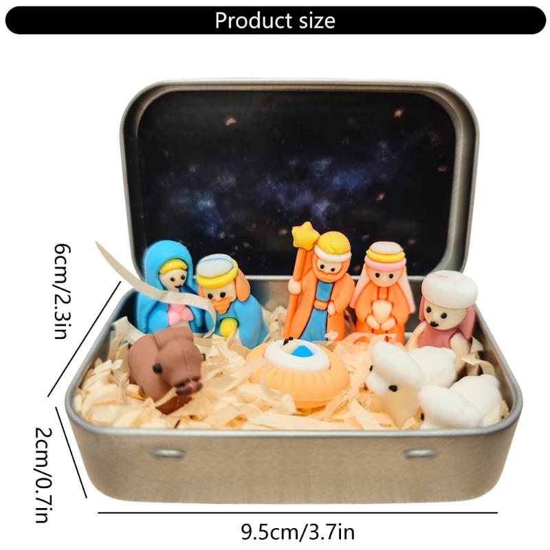 Portable Mini Christmas Nativity Ornament PVC Craft For Office Shelf Or Travel Decoration Bethlehem Scene