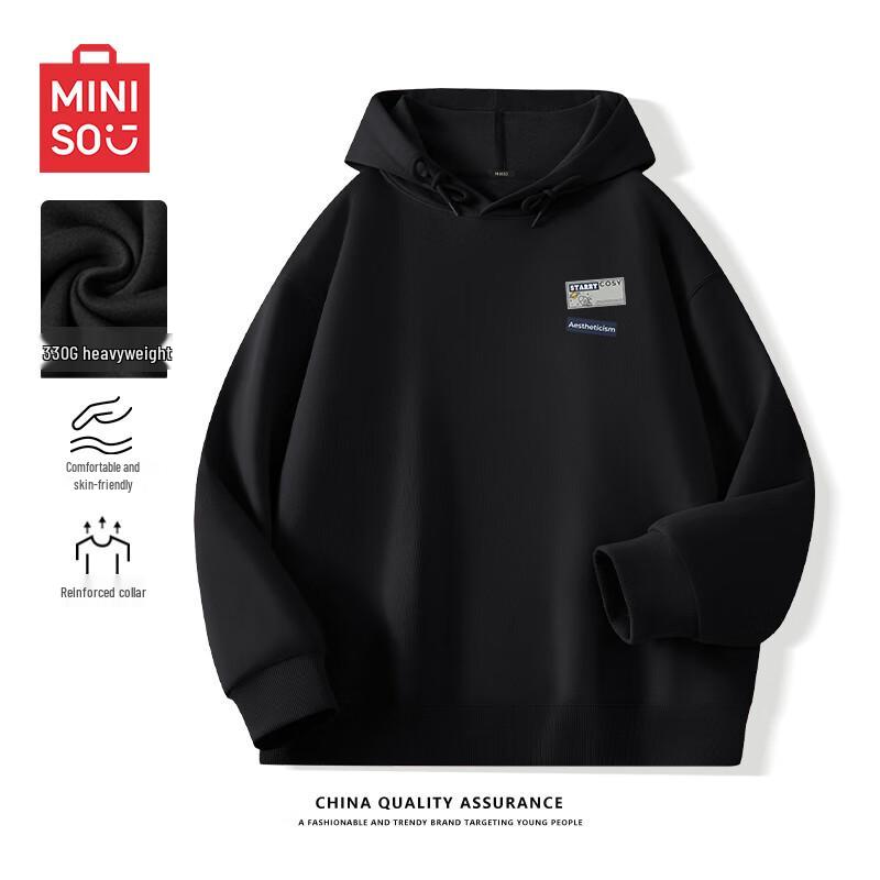 MINISO Men's Letter & Galaxy Print Hooded Sweatshirt