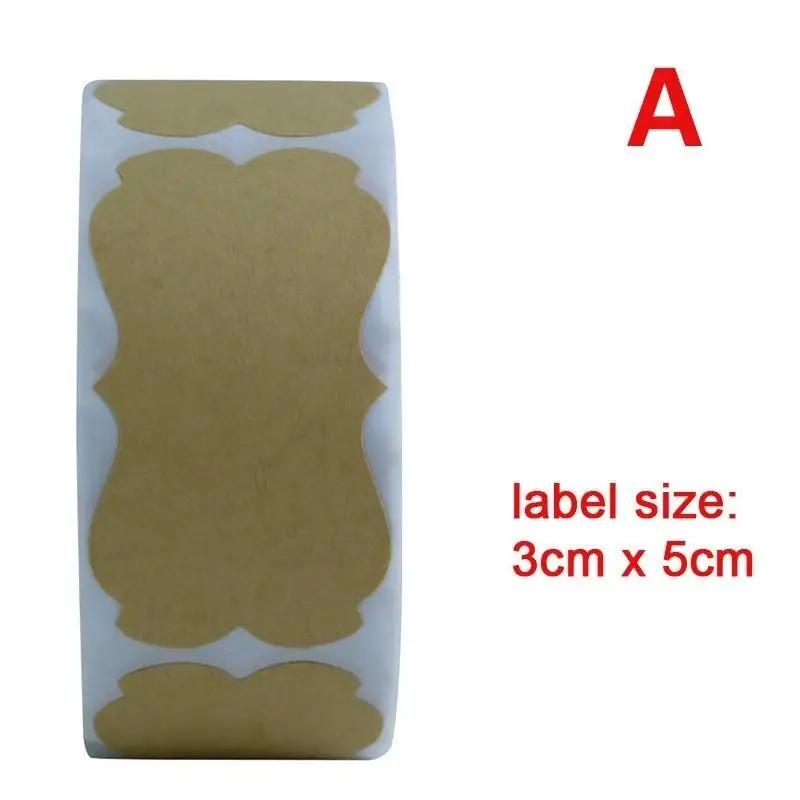 300pcs Vintage Blank Kraft Paper Sealing Sticker DIY Kitchen Classification Baking Packaging Self-adhesive Paper Label Gift Tags