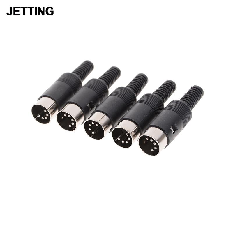 5pcs/lot DIN Male Plug Cable Connector 5 Pin with Plastic Handle Black Color Wholesale