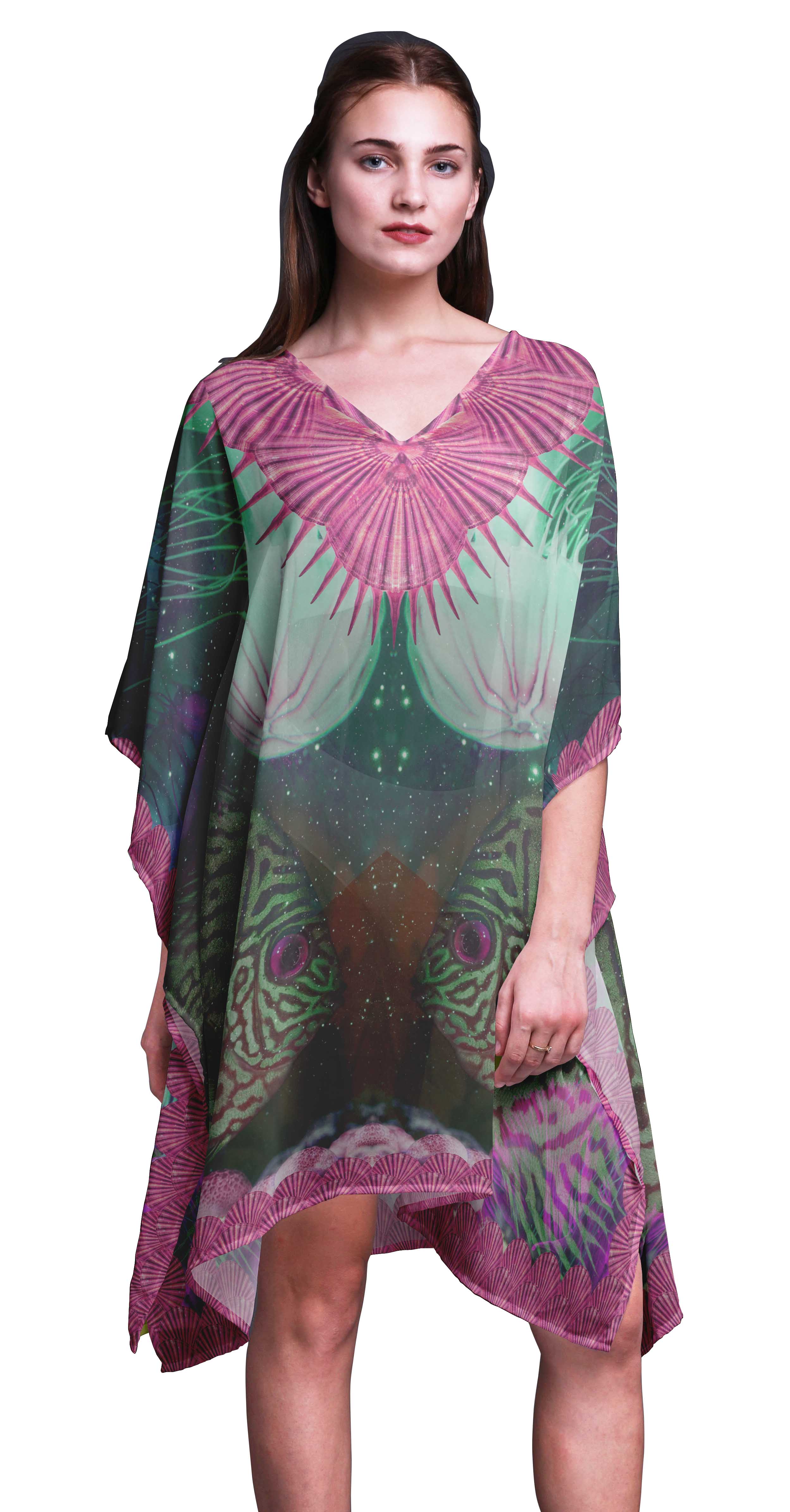 

Коротка сукня міді-кафтан Phagun Пляжний купальник Cover up Жіночий кафтан-4X-5X XL-3X рожевий