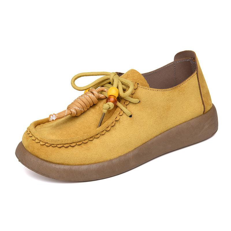 Vintage Beaded Casual Soft Sole Womens Breathable Loafers Comfortable Daily Walking Shoes