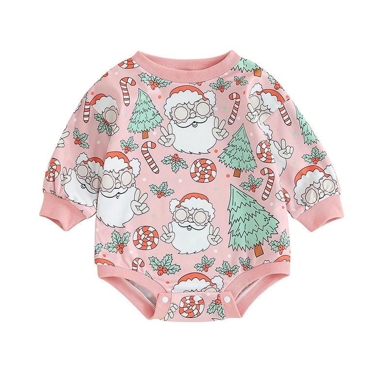 Baby Rompers Autumn Long Sleeve Newborn Boys Girls Sweatshirt Jumpsuits Winter Christmas Print Outfits Baby Wear