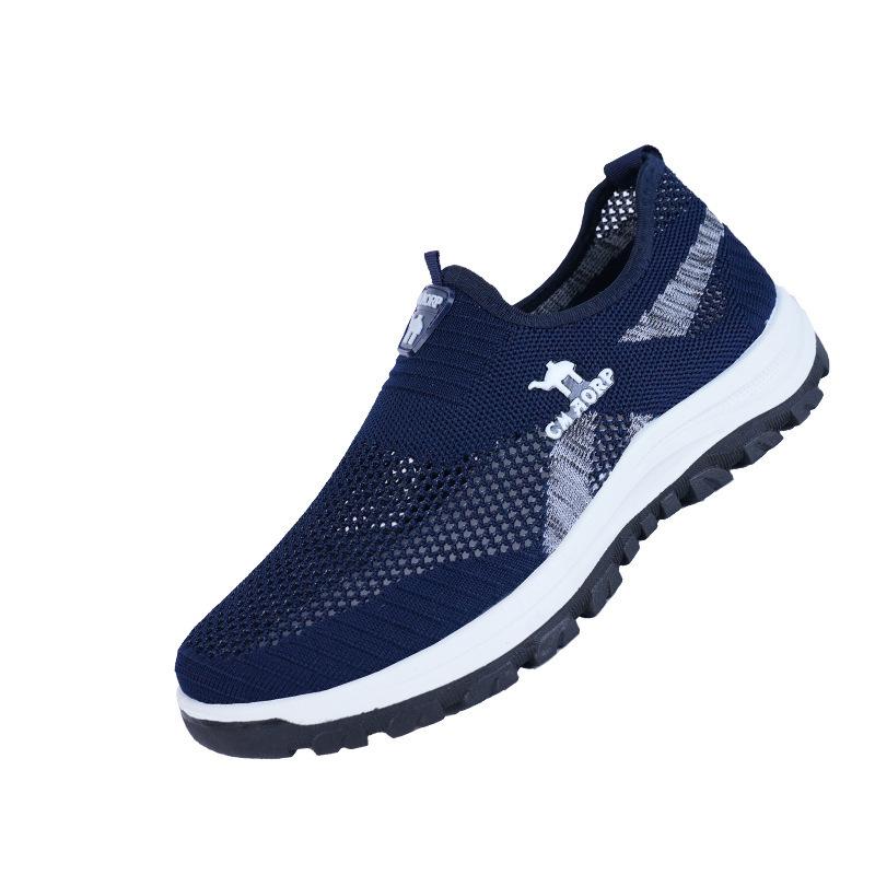 Summer Men's Mesh Shoes, Light and Casual Soft-soled Walking Shoes, Lazy People Can Wear Flying Woven Sports Shoes with One Foot