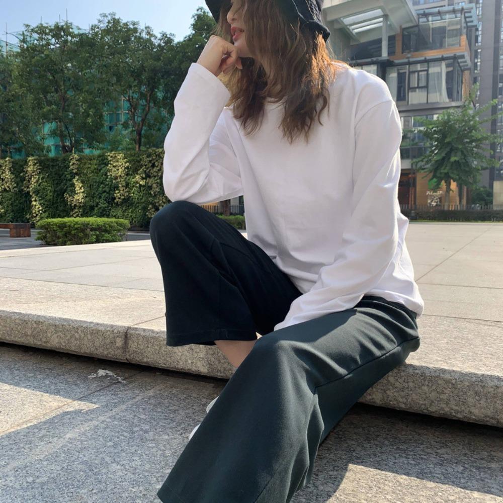 Baumwolle Unisex Basic T-Shirt Pullover Paar Tees Tops Mode Langarm T-Shirt Streetwear