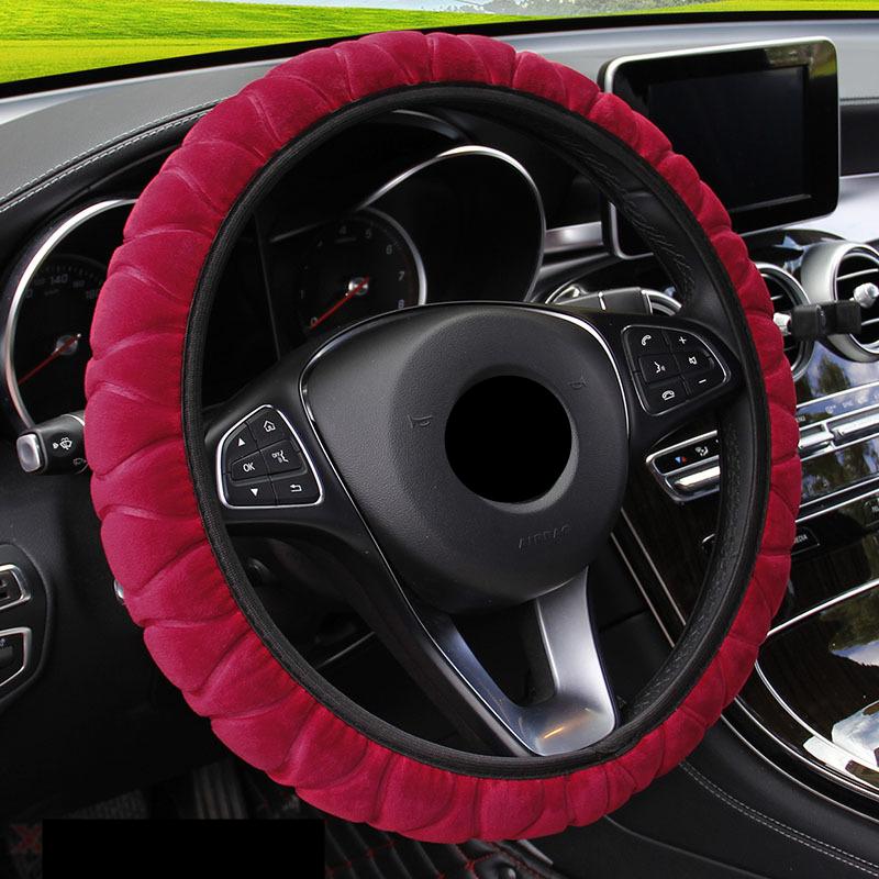 Car Steering Wheel Covers Soft Winter Warm Plush Steering Wheel Cover for Women Car Styling Auto Interior Decoration 37-39CM