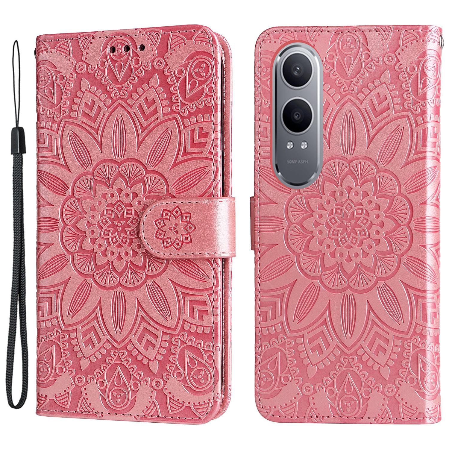 

For OnePlus Nord CE4 Lite 5G/Oppo K12x 5G (China) Case Sunflower Pattern Leather Phone Cover Pink