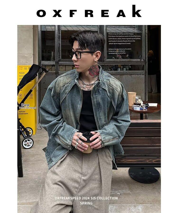 Couples' Retro Patchwork Denim Jacket - Unisex High-End Spring/Autumn Hong Kong Style Coat
