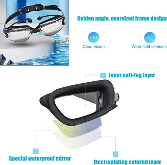 Myopia Swimming Goggles  Glasses Plated with Diopters  Silicone Belt Underwater Eyewear Anti-fog Men Acetate