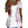 Women Shirt Casual Round Neck Short Sleeve Bohemian Style Printing Oversized