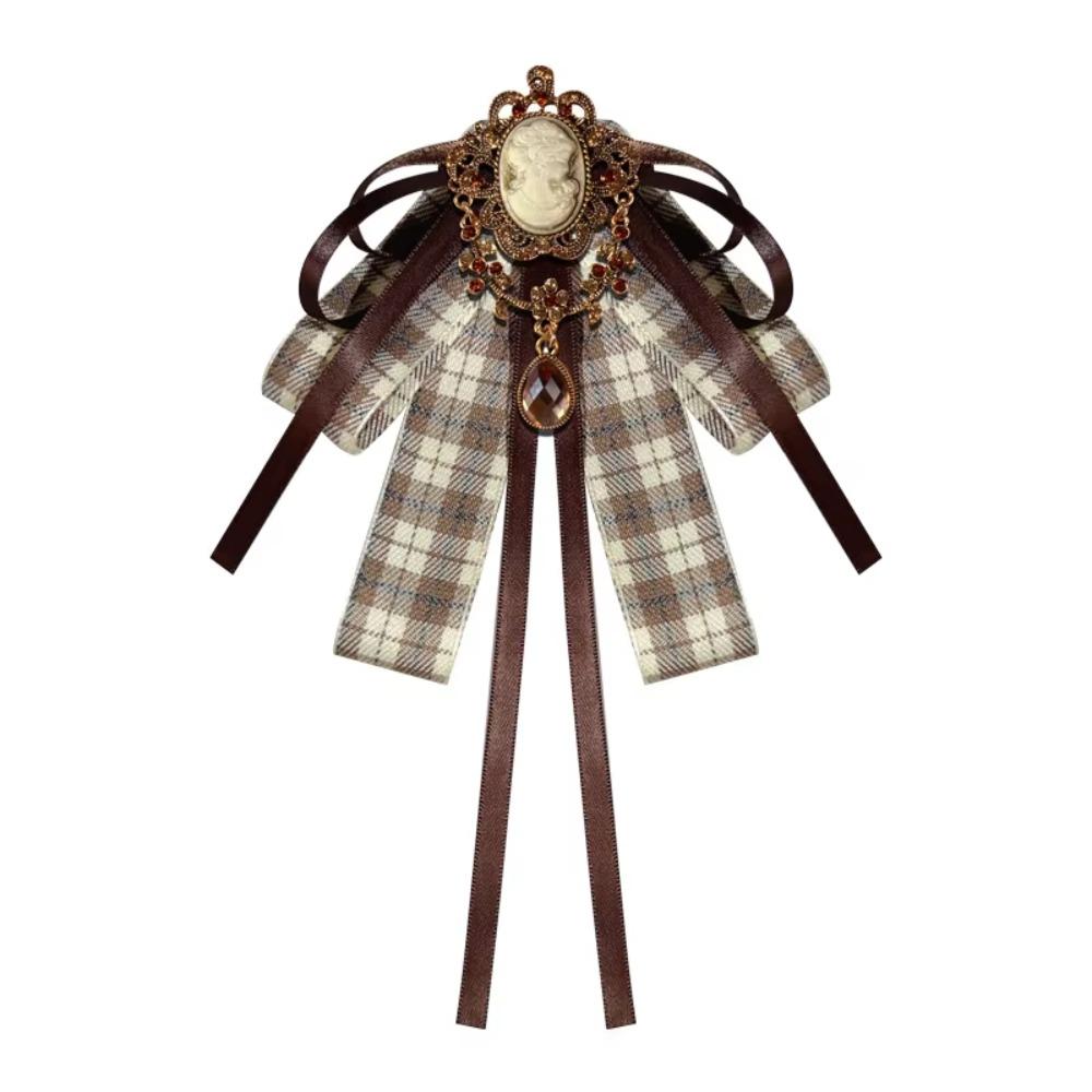 

Ribbon British Retro Brooch Elegant Bow Accessory Vintage Vintage Bow Tie Women Accessory кавовий