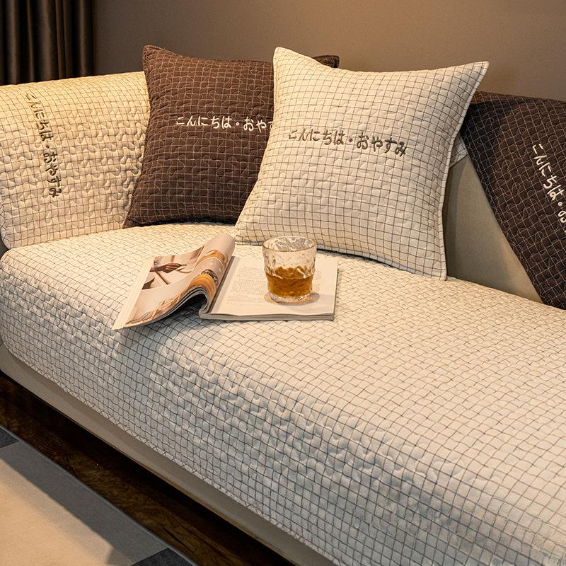 Black and White Sofa Cushion Four Seasons General Nordic Simple Non-slip Pure Cotton Sofa Cushion Cover Back Towel Sand Hair Towel