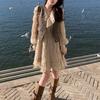 Vintage French Style Dress And Vest Suit With Ruffle Details For Women Spring