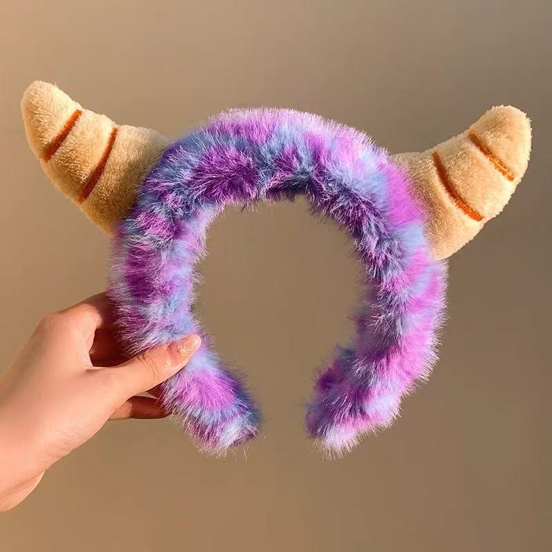 

Cute Purple Monster Plush Headband for Face Washing and Makeup - Anti-Slip Hair Band for Women, Autumn/Winter