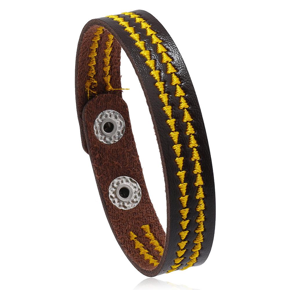 

Punk Men Leather Bracelet 2nd Size Weaven String Wrap Braclet Hiphop Rock Hand Jewelry Accessories Pulseria Homme Gifts For Him жёлтый