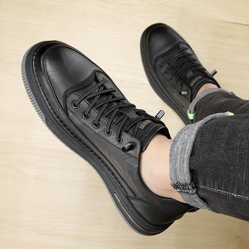 Zapatos Casuales de Hombre de Alta Calidad Zapatillas Transpirables para Hombre con Cordones Zapatos Planos de Cuero para Hombre Cómodos Zapatos de Skate para Hombre Calzado Masculino