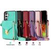 Suitable for Samsung A54 Zipper Crossbody Cable Mobile Case Wallet Bracket Multi Card Full Covered Case A14 A53
