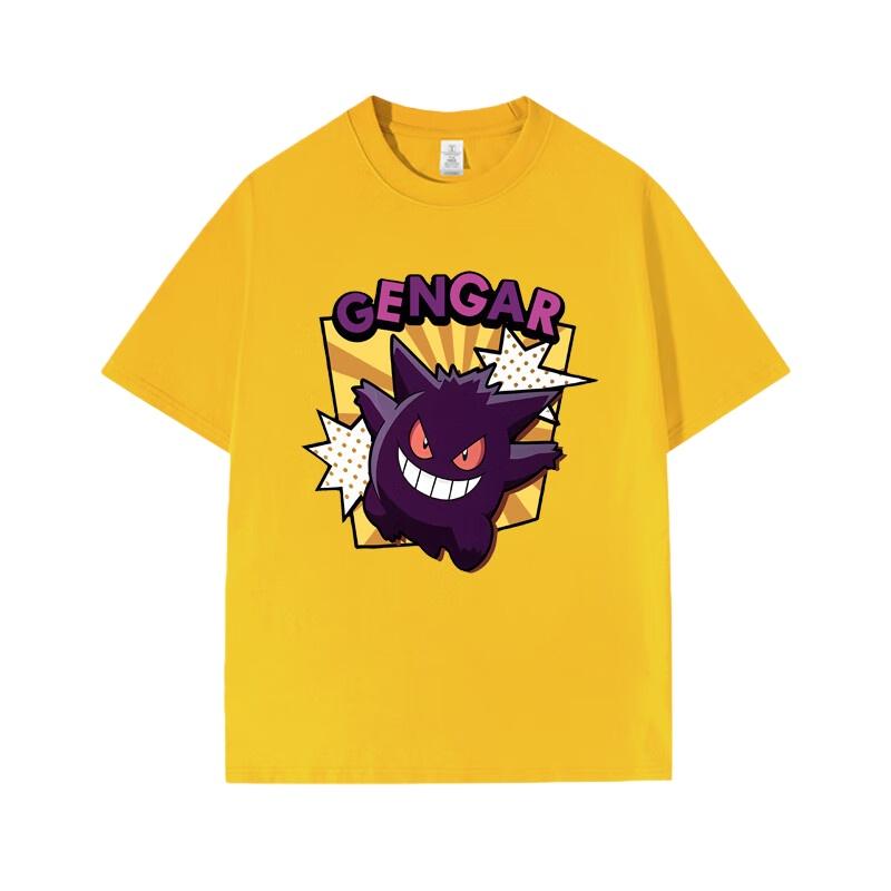 Pokémon Anime Gengar Printing Oversized Cotton Tshirt Men and Women Comfortable Fashion Y2K Childrens Clothing Summer Tshirt