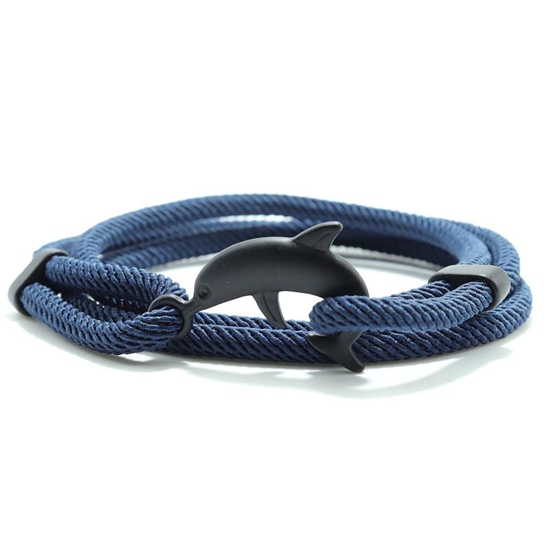 New Dolphin Bracelet Men 4mm Nylon Cord Chain Braclet Homme Bohemia Woven Adjustable Braslet Beach Leisure Accessories Pulseira