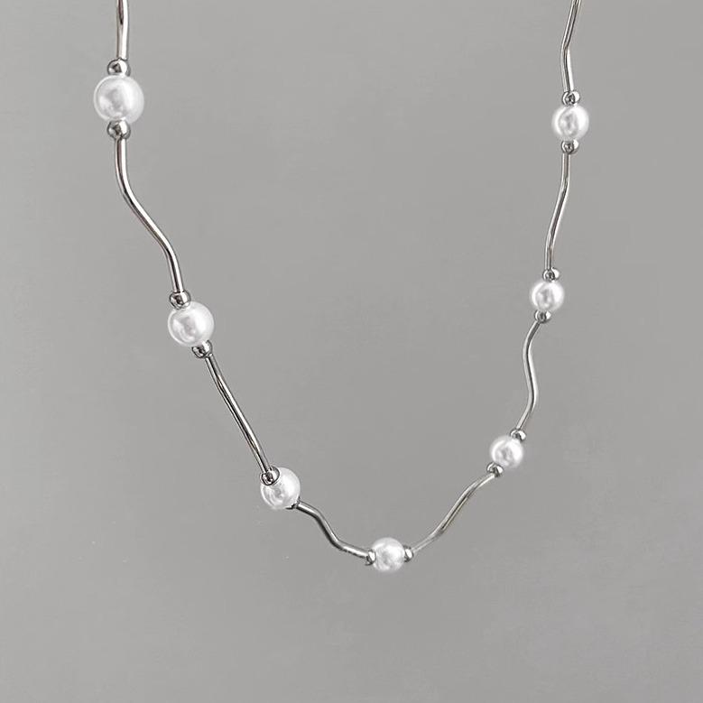 Shijia-Perlenkette: 2024 Stilvolle gebogene Röhren Koreanische Schlüsselbeinkette für Frauen