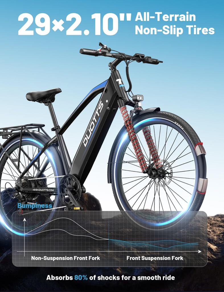 Bicicleta Eléctrica DUOTTS C29 Max 250W48V18Ah, Frenos de Disco Hidráulicos Autonomía 120km Velocidad Máxima 25km/h Bicicleta Eléctrica