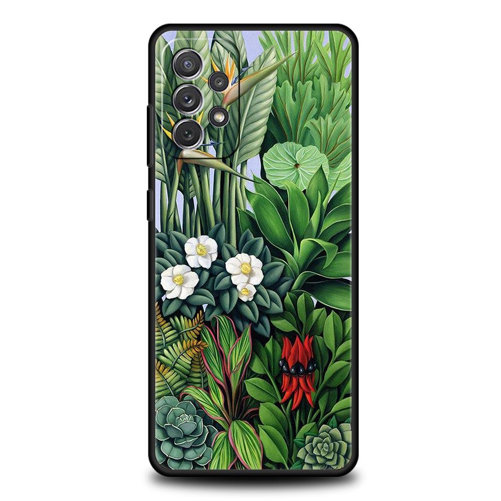 Vintage Banana Leaf Flower Case for Samsung A51 A71 A21S A12 A11 A15 A25 A31 A41 A52 A32 A23 A33 A53 A73 A03S A05S A13 5G Cover