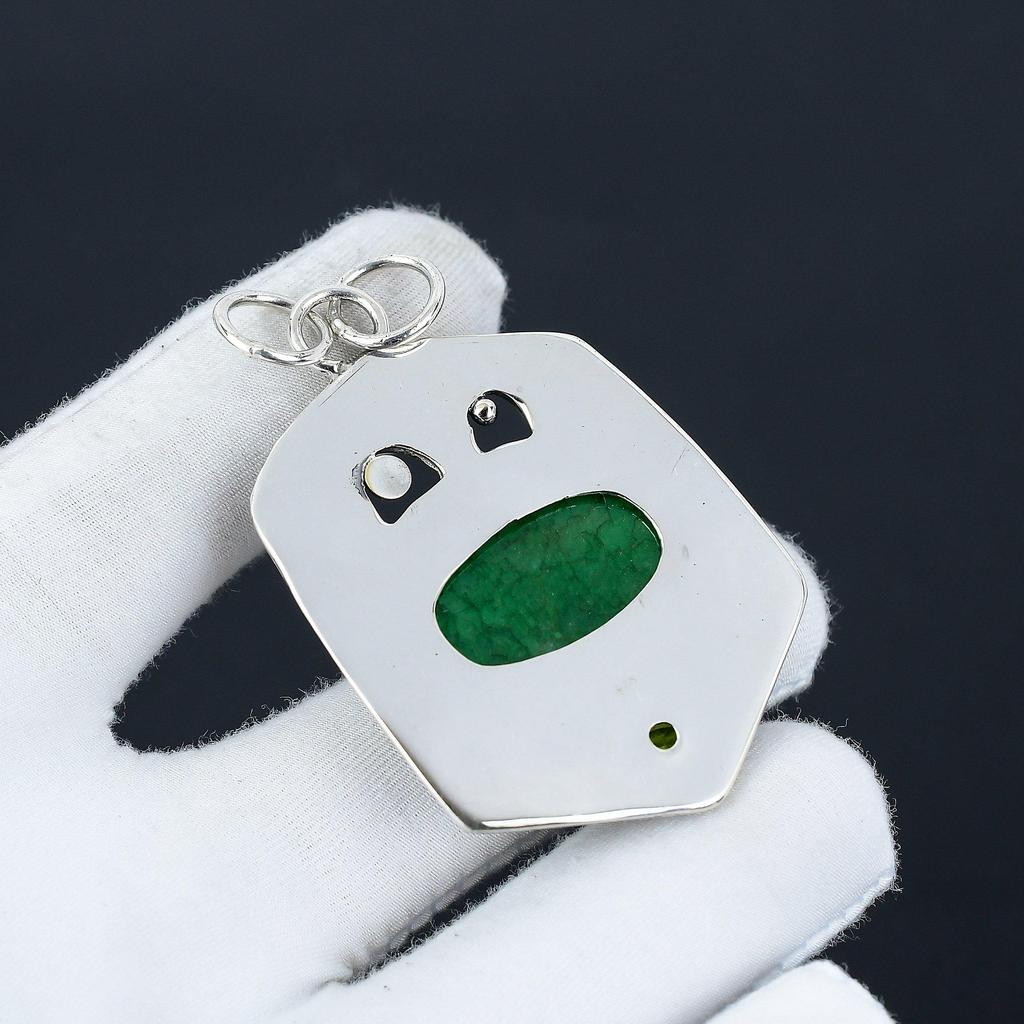 Emerald, Peridot Gemstone Pendant, Emerald Gemstone Handmade 925 Sterling Silver Emerald Pendant For Women Pendant For Gifts