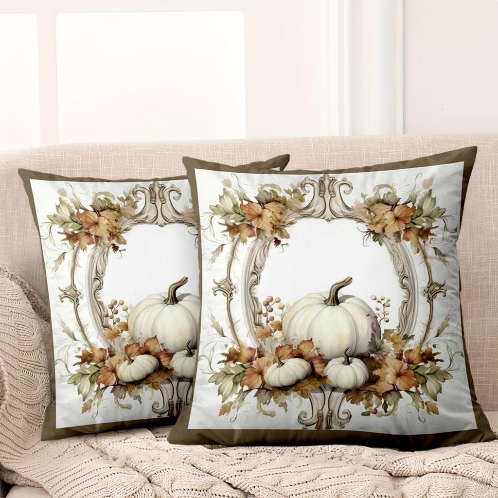 1 Pieces-2D flat printing Autumn Floral Pumpkins Pattern Decorative Cushions Polyester pillowcase, sofa decorative cushion cov
