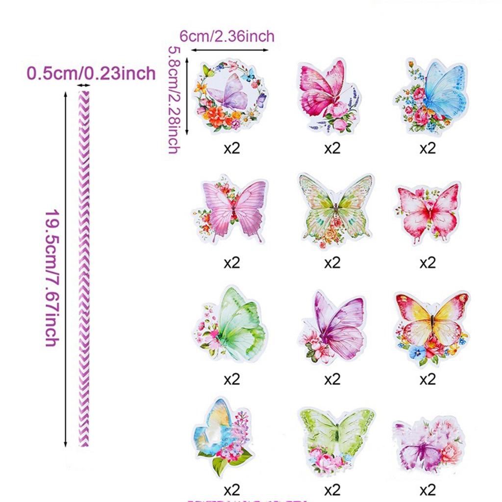 

24 шт. соломинки для украшения вечеринки в стиле бабочек, разноцветные соломинки для открыток с бабочками для детей, счастливых девочек, бабочки, декор для дня рождения