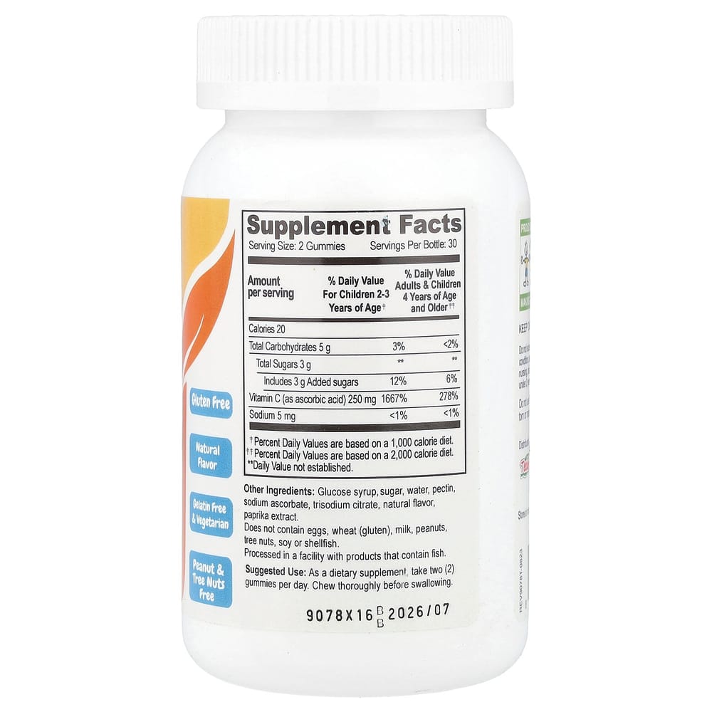 YumVs Children's Vitamin C Delicious Orange Gummy Jelly 250mg, 60 Count