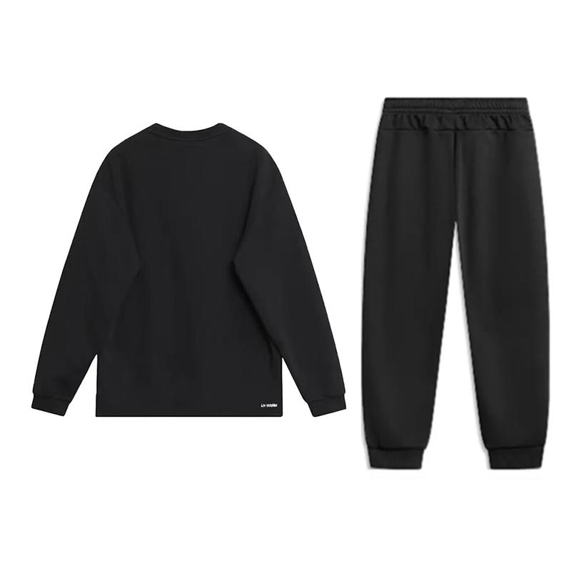 Li-Ning Solid Color Simple Loose Cotton Soft Comfortable Versatile Crew Neck Pullover Long Sleeve Sweatshirt Casual Sports Suit YTLV098-1-AKL73-6