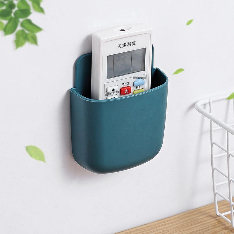 Wall-Mounted Remote Control & Phone Charging Organizer - No Drill Installation
