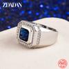 925 Sterling Silver Emerald Finger Rings for Men Fashion Party Jewelry