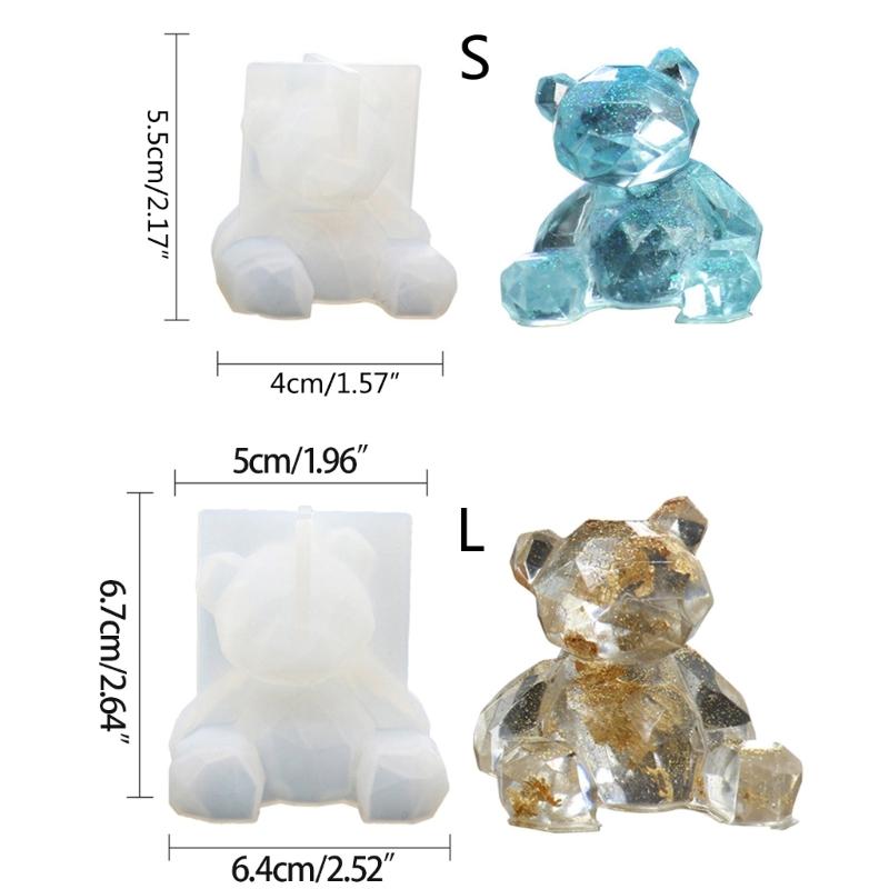 3D Geometry Little Bear Candle Decorative Ornament Silicone Mold Suitable for Epoxy Diy Crafts Jewelry Making Home Decor