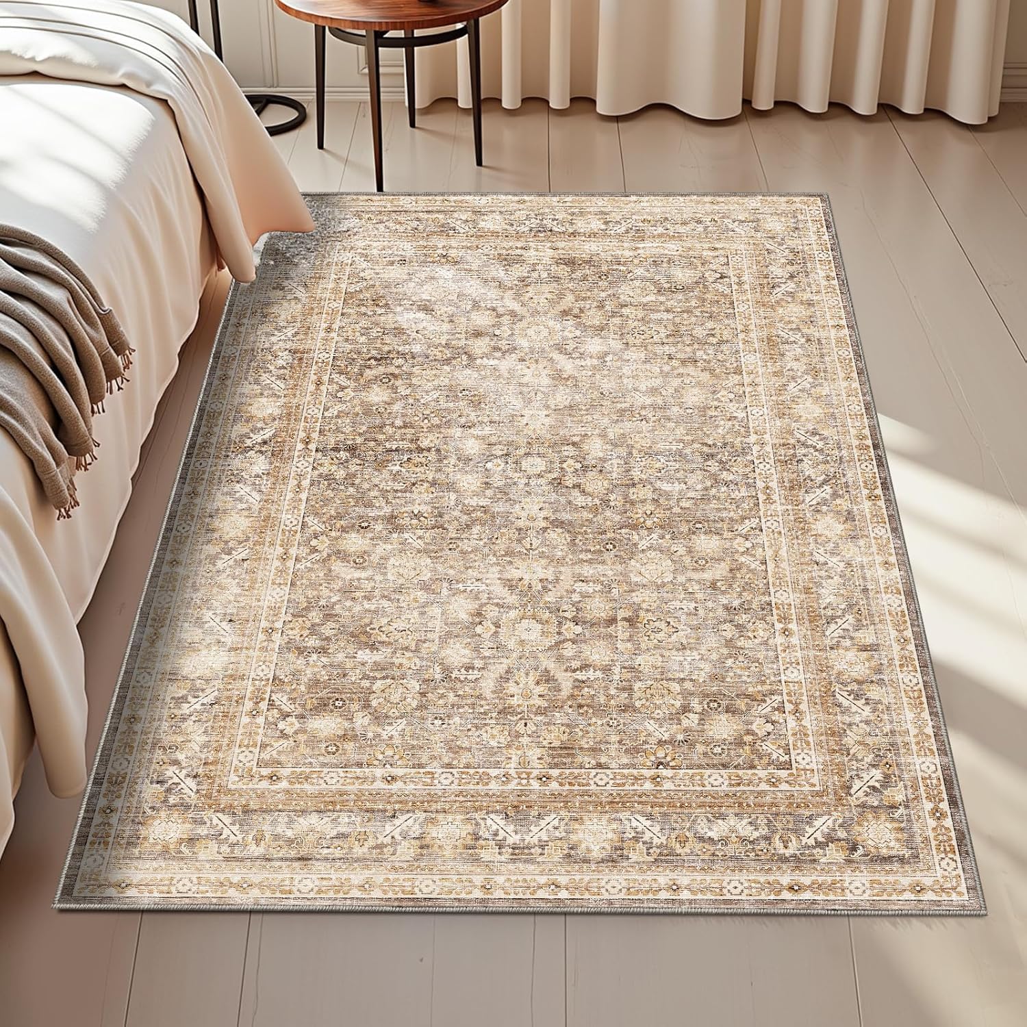

Rectangular Retro Traditional Carpet Bedroom Living Room Carpet Pink White Soft Anti Slip Floor Mat Home Living Room Decoration 40X60cm