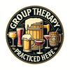 Vintage Beer Bar Art Poster: Group Therapy Practiced Here - Wooden Sign for Home Decor, Suitable for Man Cave, Backyard, or Bar Wall